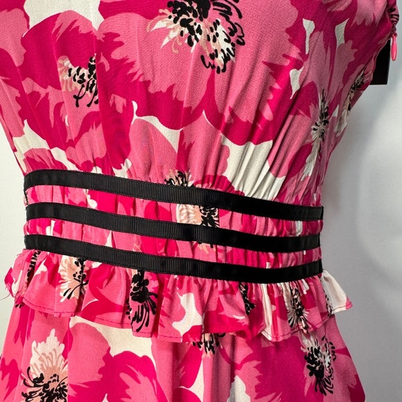 The Kooples Short Printed Silk Dress Pink - Picture 9 of 16